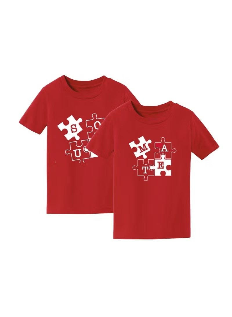 PRINTSHOP4ME Valentine's Day Couple T-Shirts–Matching Round Neck Short Sleeve Cotton T-Shirts For Couples–Gift For Boyfriend,Girlfriend - Image 2