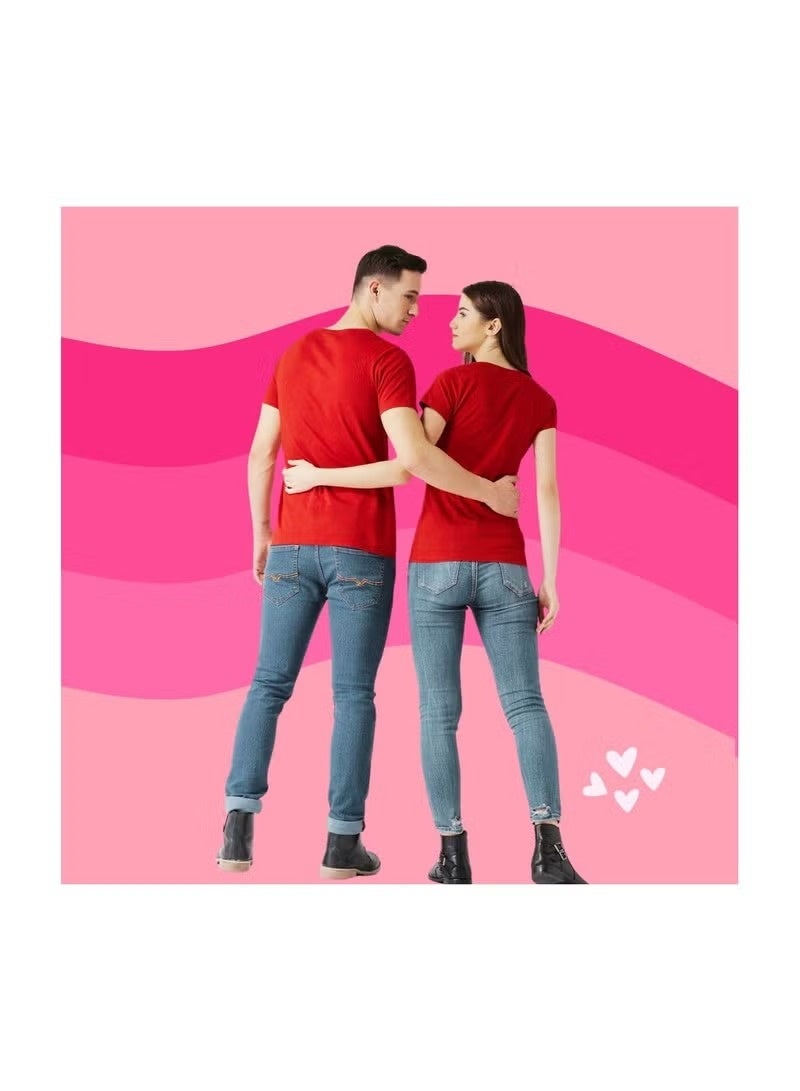 PRINTSHOP4ME Valentine's Day Couple T-Shirts–Matching Round Neck Short Sleeve Cotton T-Shirts For Couples–Gift For Boyfriend,Girlfriend - Image 3