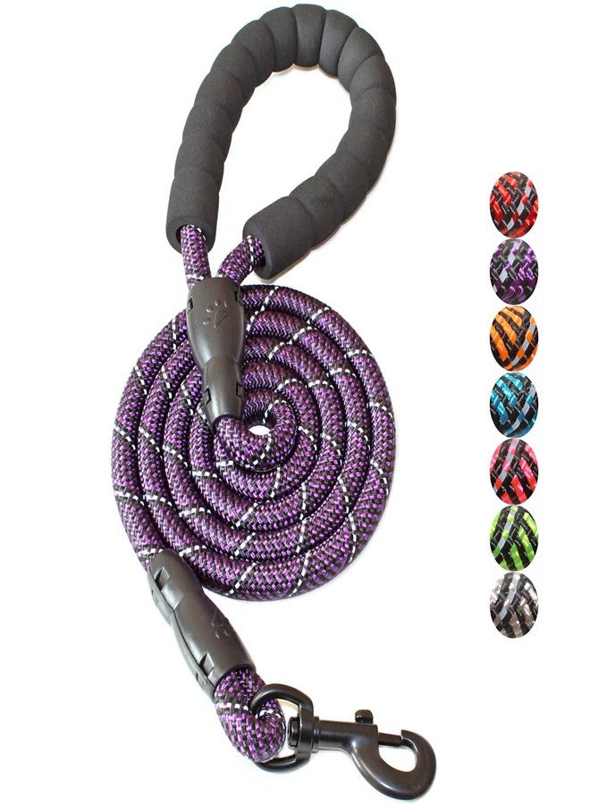 BAAPET 2/4/5/6 FT Dog Leash with Comfortable Padded Handle and Highly Reflective Threads for Small Medium and Large Dogs (5FT-1/2'', Black Purple) - Image 1