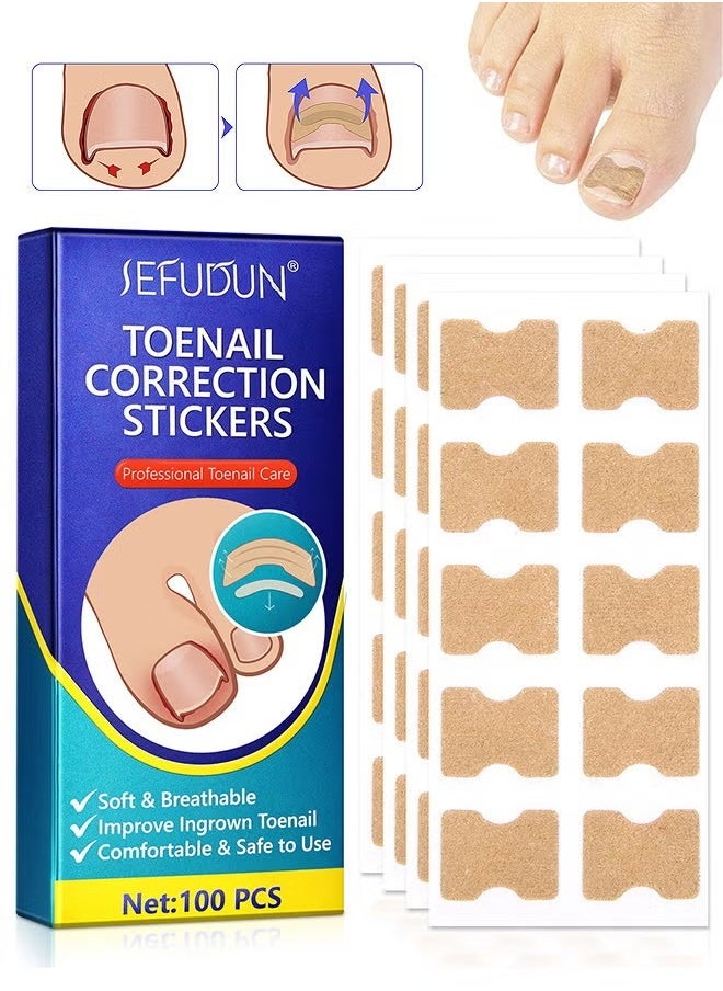 Sefudun - Ingrown Toenail Corrector Patch, 100PCS Ingrown Toenail Corrector Strips, Toenail Correction Patches, Ingrown Toenail Treatment Tool Foot Care, No-Glue Toenail Correction Stickers - Image 1
