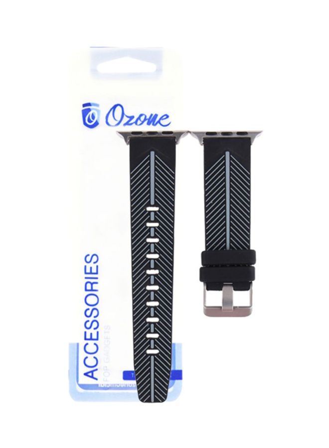 Ozone Silicone Strap For Apple Watch 44Mm Series 4 / 42Mm Series 3 / 2 / 1 Replacement Wristband - Black Black - Image 3