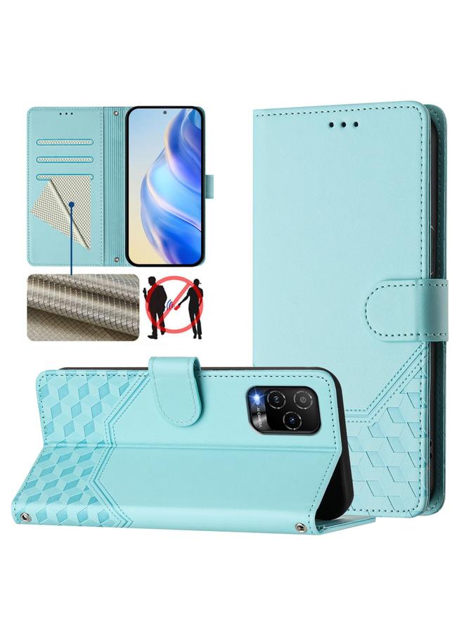 اس-توب جراب هاتف BLU View 5 Pro المصنوع من الجلد بنقش قرص العسل بتقنية RFID - Image 1