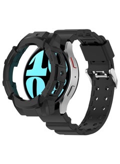 Replacement Strap For Samsung Galaxy Watch 6 40mm Armor Silicone Watch Band + Watch Case Set Black