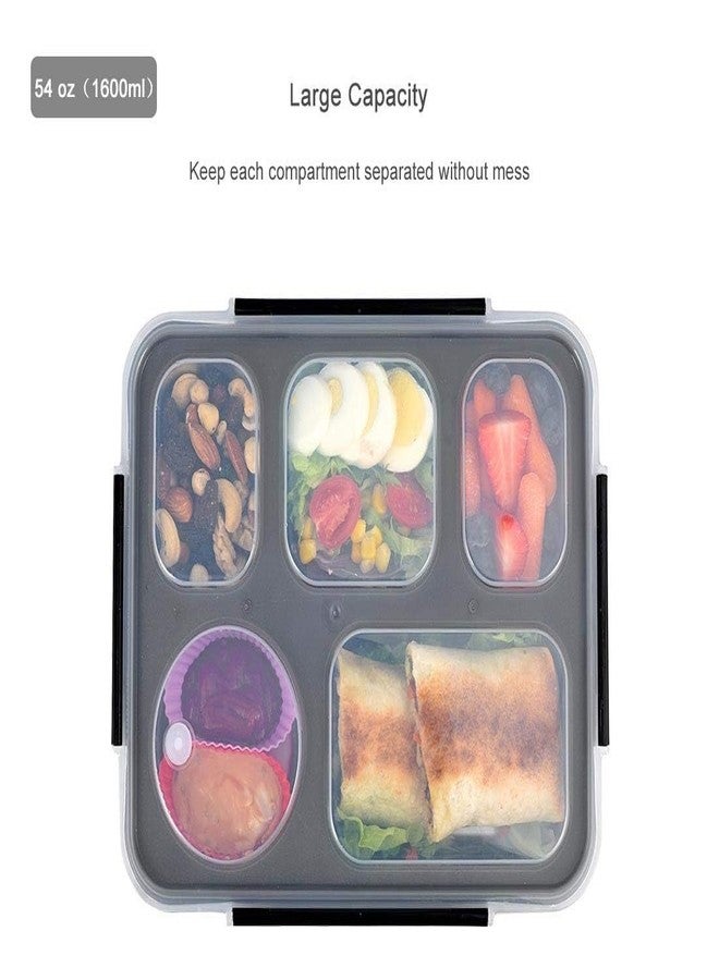 N2J2 SHOP Big Size Thermal Insulation 5 Compartment Lunch Boxes Reusable Microwave Freezer Safe Stainless Steel Portion Snack Containers for Adults and Kids (Multicolor) - Image 4