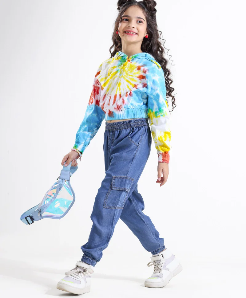 Ollington St. Ollington St. 100% Cotton Tie and Dyed Hoodie and Denim Joggers - Multicolor