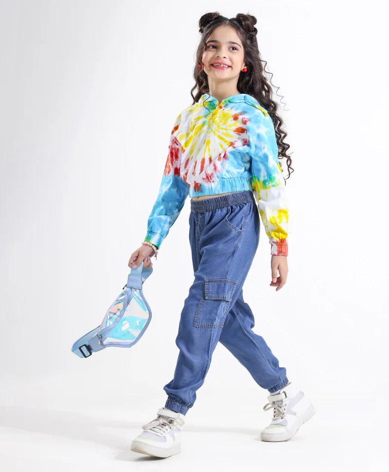 Ollington St. Ollington St. 100% Cotton Tie and Dyed Hoodie and Denim Joggers - Multicolor
