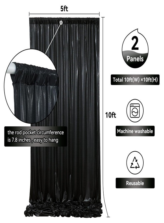 Htper 10x10 ft Black Sequin Backdrop Curtain Panels for Parties, Wrinkle Free Glitter Photo Backdrop Drapes 2 Panels 5x10FT Back Drop Cloth Shiny Fabric for Wedding Birthday Christmas Photography Background - Image 5
