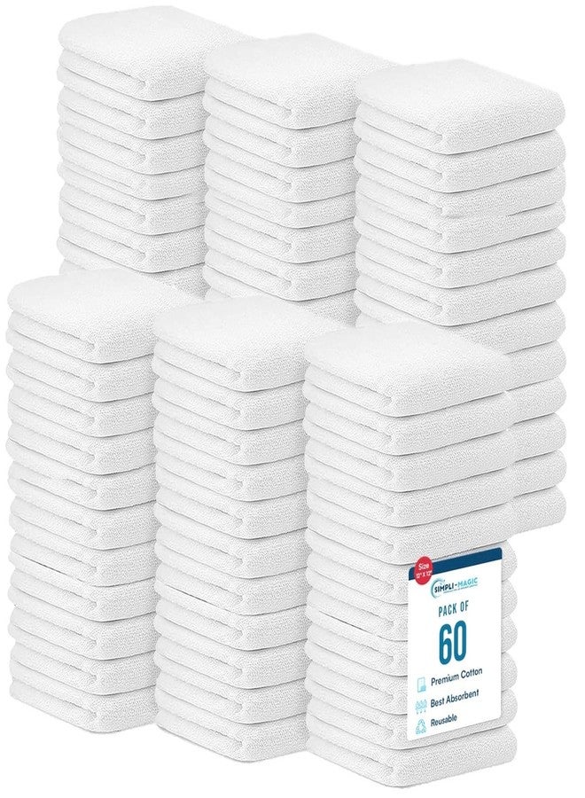 Simpli-Magic Cotton Terry Towels 14"x17" (60 Pack) - Highly Absorbent Soft Cleaning Rags - Commercial Terry Cloth for Kitchen, Bar, Restaurant (White) - Image 1
