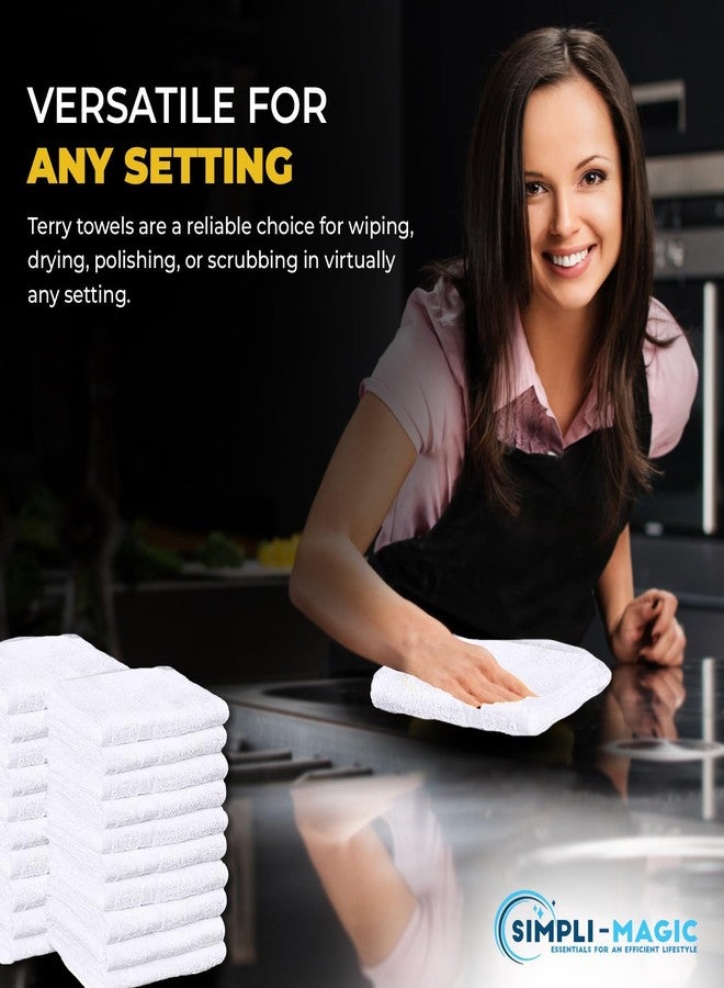 Simpli-Magic Cotton Terry Towels 14"x17" (60 Pack) - Highly Absorbent Soft Cleaning Rags - Commercial Terry Cloth for Kitchen, Bar, Restaurant (White) - Image 3