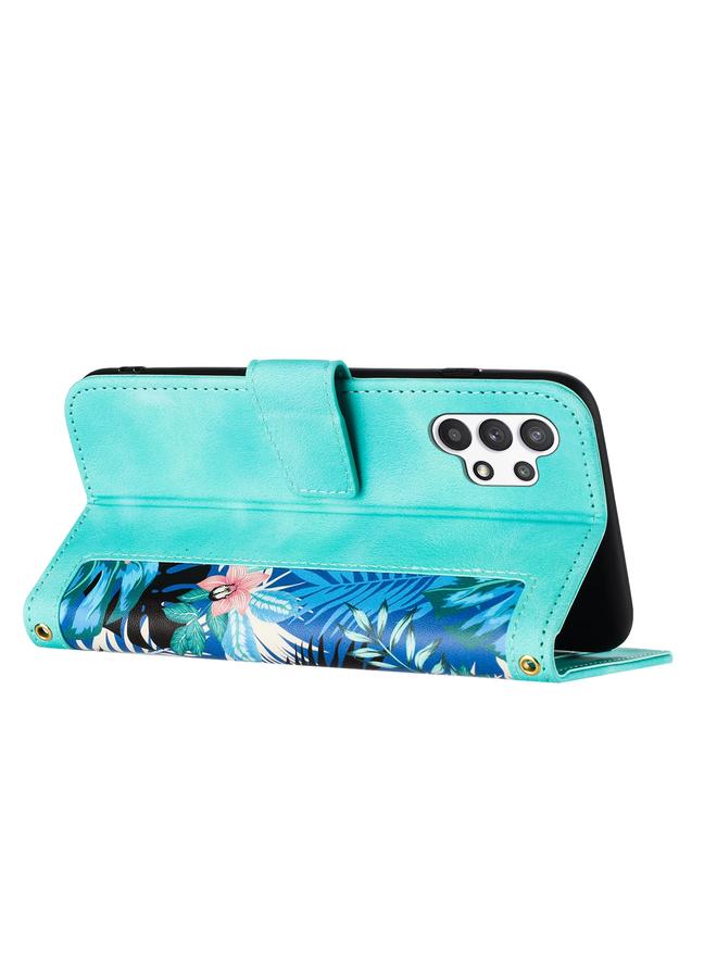 اس-توب جراب لهاتف Samsung Galaxy A32 5G مصنوع من الجلد بنمط زهور مع حبل تعليق - Image 4