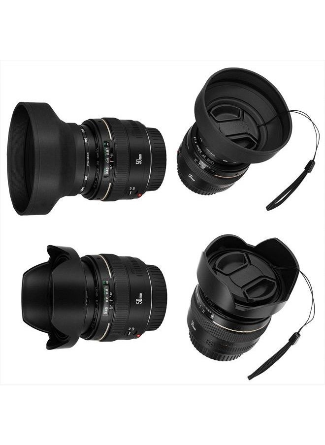 Veatree 58mm Lens Hood Set for Canon EOS 77D 80D 90D Rebel T8i T7 T7i T6i T6s T6 SL2 SL3 DSLR Cameras with EF-S 18-55mm F3.5-5.6 is STM & EF-S 18-55mm F4-5.6 is STM & RF 24-50mm, Replace Canon EW-63C  - Image 2