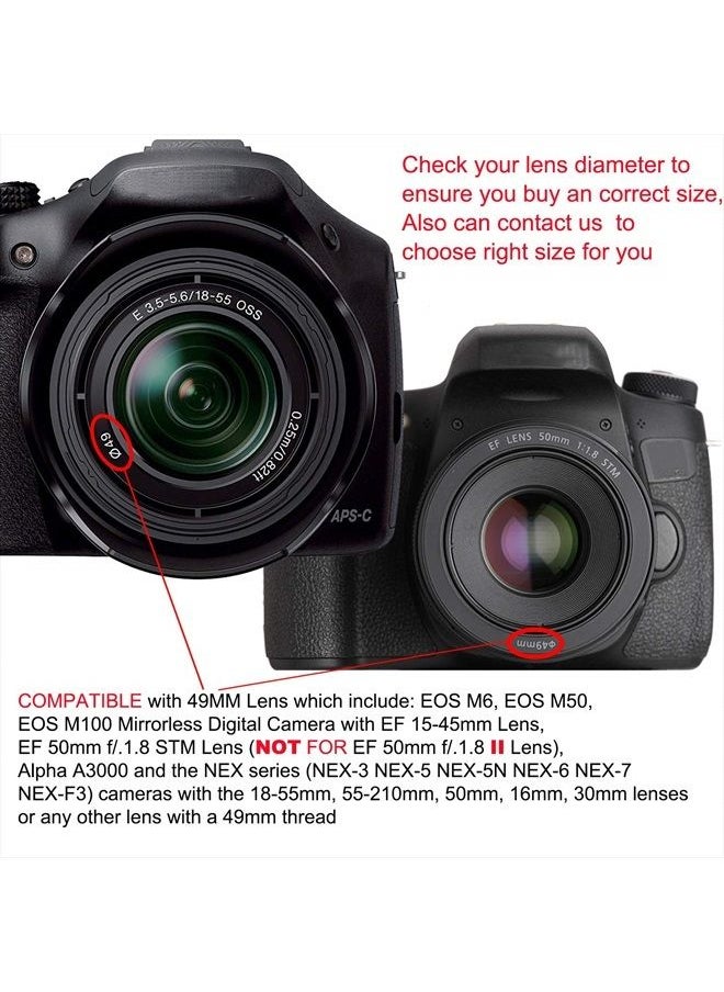 Veatree 58mm Lens Hood Set for Canon EOS 77D 80D 90D Rebel T8i T7 T7i T6i T6s T6 SL2 SL3 DSLR Cameras with EF-S 18-55mm F3.5-5.6 is STM & EF-S 18-55mm F4-5.6 is STM & RF 24-50mm, Replace Canon EW-63C  - Image 4