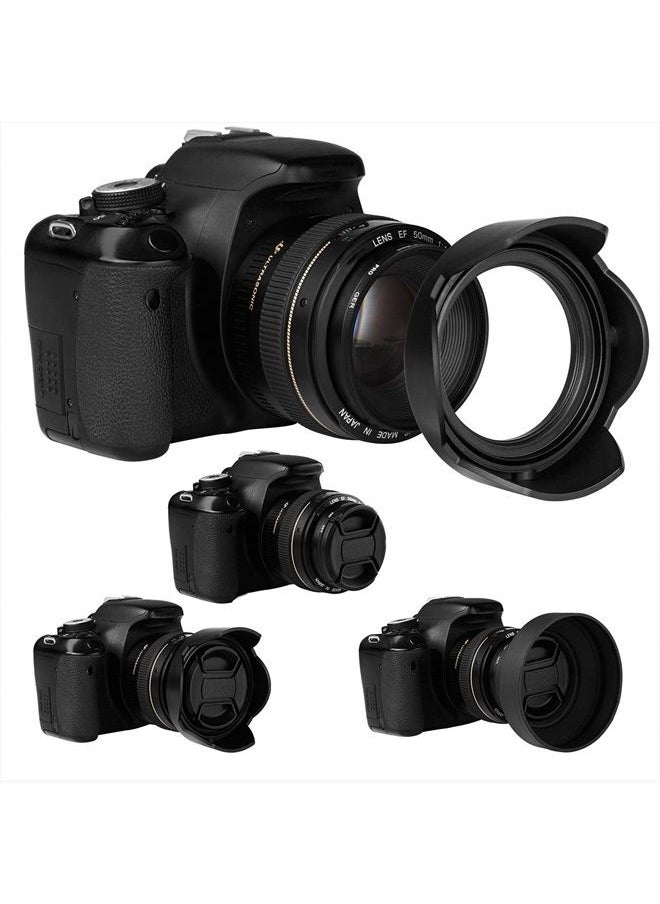 Veatree 58mm Lens Hood Set for Canon EOS 77D 80D 90D Rebel T8i T7 T7i T6i T6s T6 SL2 SL3 DSLR Cameras with EF-S 18-55mm F3.5-5.6 is STM & EF-S 18-55mm F4-5.6 is STM & RF 24-50mm, Replace Canon EW-63C  - Image 3