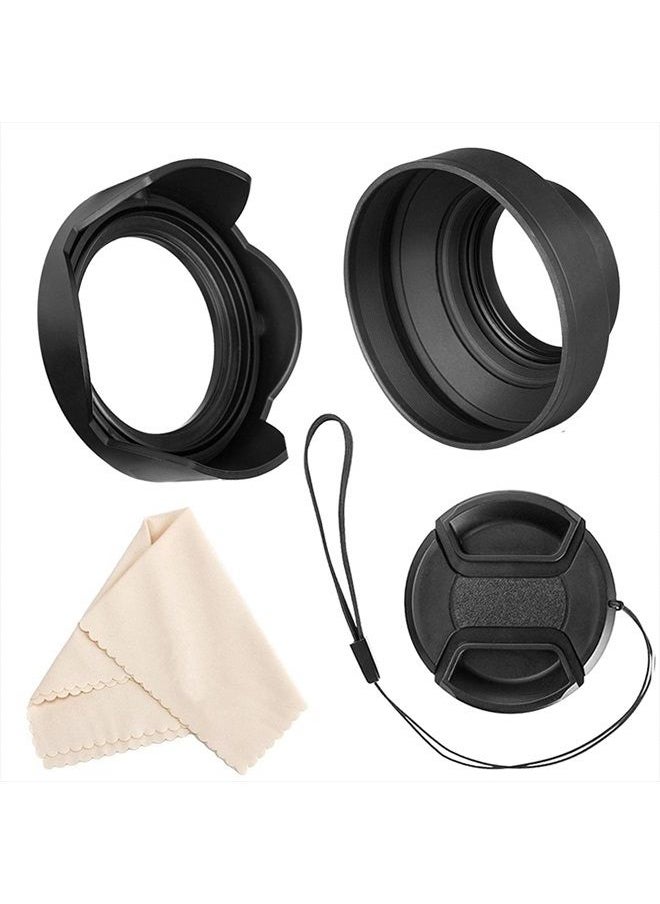 Veatree 58mm Lens Hood Set for Canon EOS 77D 80D 90D Rebel T8i T7 T7i T6i T6s T6 SL2 SL3 DSLR Cameras with EF-S 18-55mm F3.5-5.6 is STM & EF-S 18-55mm F4-5.6 is STM & RF 24-50mm, Replace Canon EW-63C  - Image 1