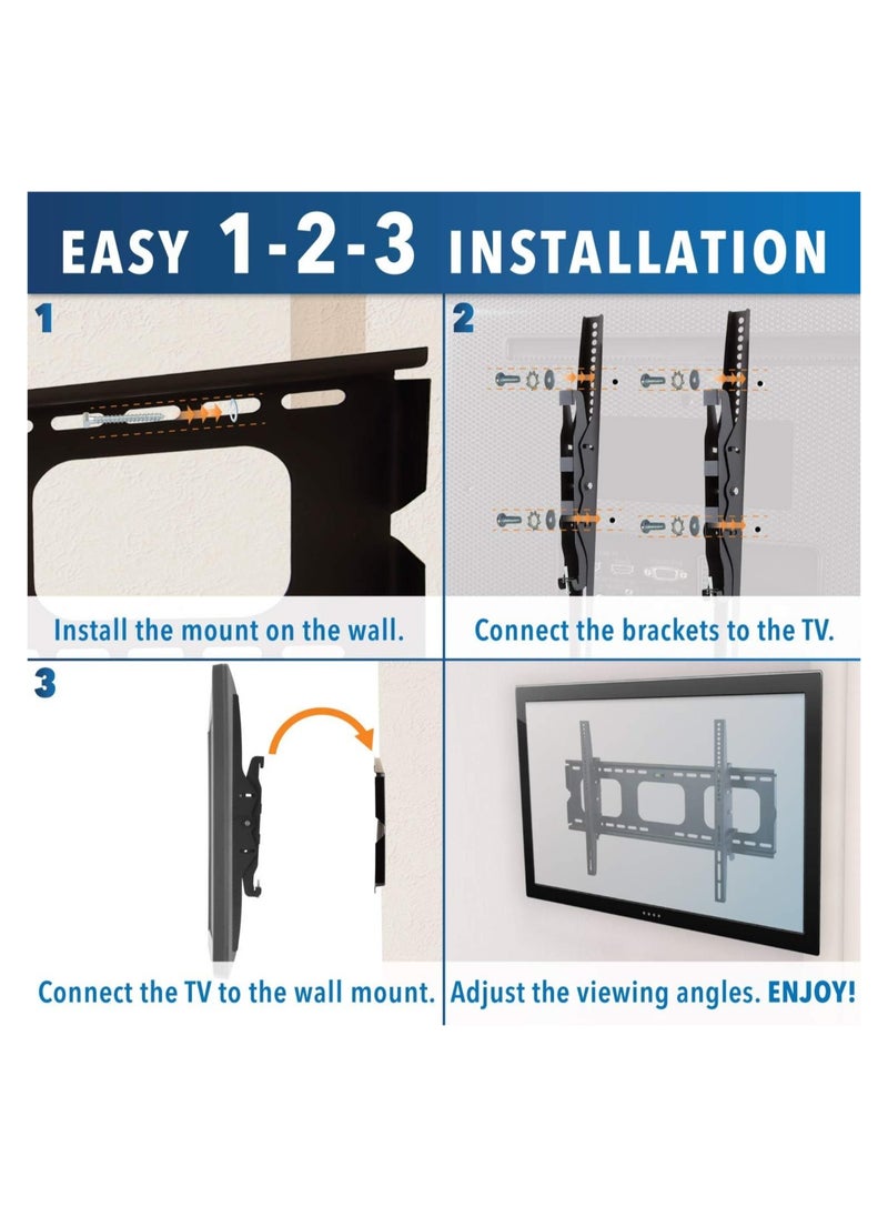 ELTRAZONE TV Wall Mount Bracket For Samsung Sony LG Panasonic TCL Element 32 40 42 47 50 55 60 65 Inch TVs VESA 200x200 400x400 600x400, 750x450 Compatible Premium Tilt 175 Lbs Capacity  - Image 4