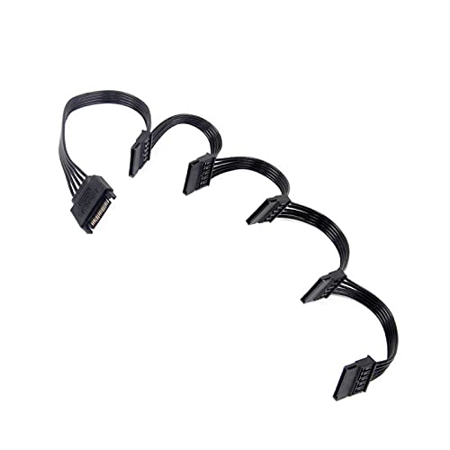 RGEEK SATA Power Splitter Cable - 24 Inches, 15 Pin to 5 SATA Power Splitter for HDD, SSD, Optical Drives - Image 1