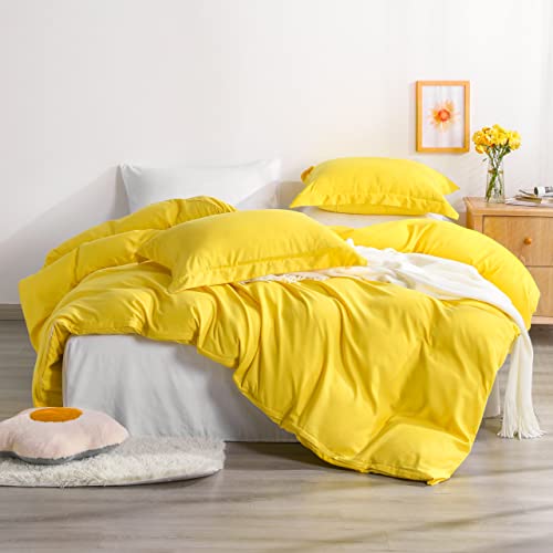 NTBAY NTBAY Twin Duvet Cover Set 1 Duvet Cover and 1 Pillow Sham Soft Brushed Microfiber Comforter Cover for Kids with Zipper Closure Yellow 