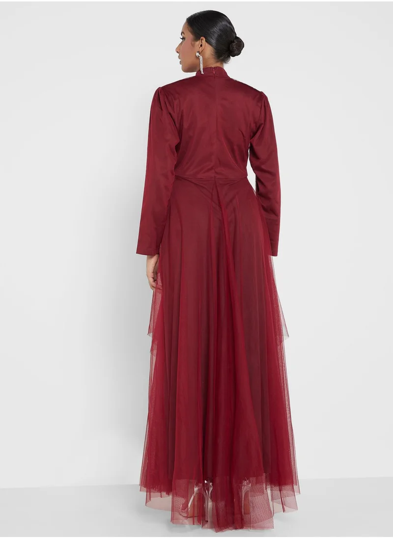 Khizana Waist Detail Tulle Dress