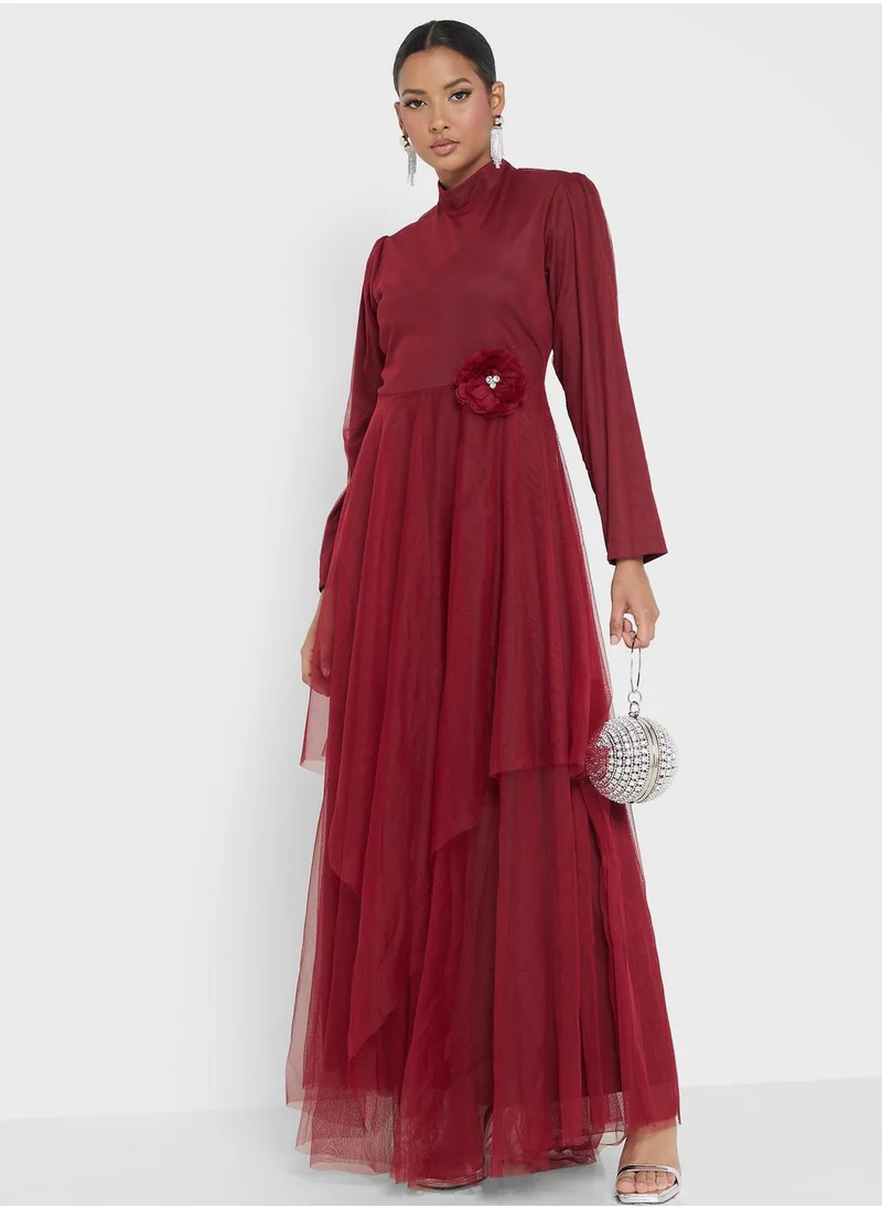 Khizana Waist Detail Tulle Dress