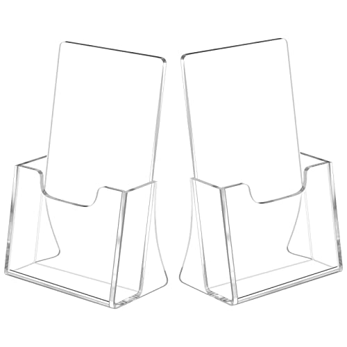 NIUBEE Acrylic Brochure Holder for 4 Trifold Pages 50 Thicker Countertop Acrylic Literature Holder Plastic Flyer Display Stand for Magazine Pamphlet Booklets Menu Journals 2 Pack - Image 1