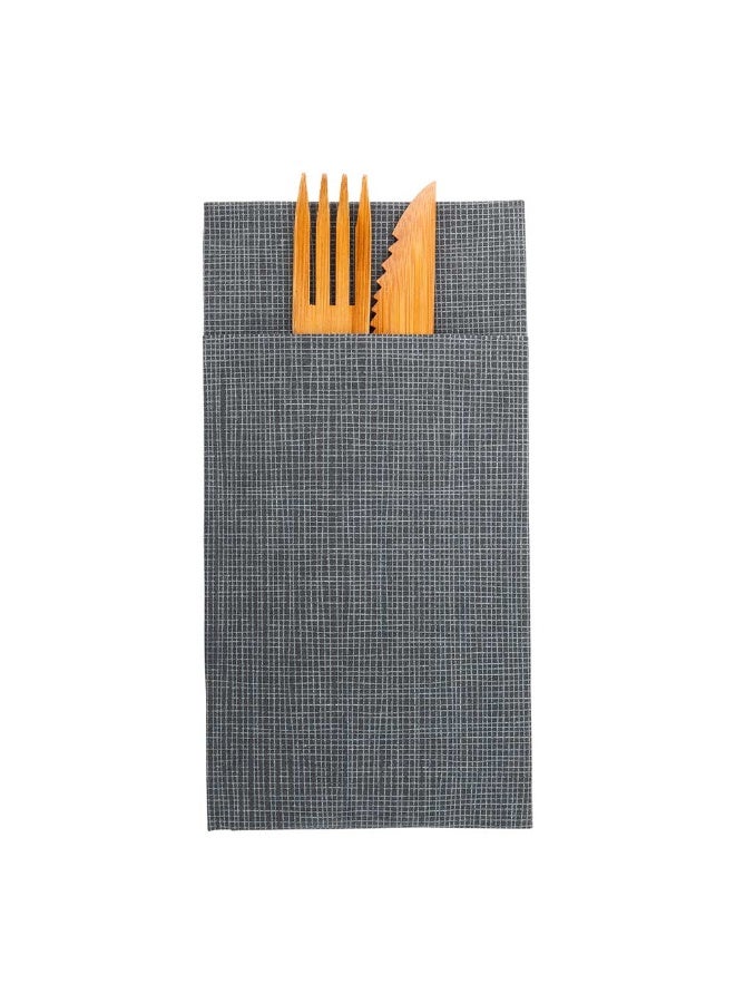 Restaurantware مناديل عشاء لوكساناب كنجارو - سوداء مع خيوط بيضاء - مناديل ورقية ناعمة ومتينة 16" × 16" مع جيب للأدوات الفضية - قابلة للتخلص وإعادة التدوير - 40 قطعة - Image 2