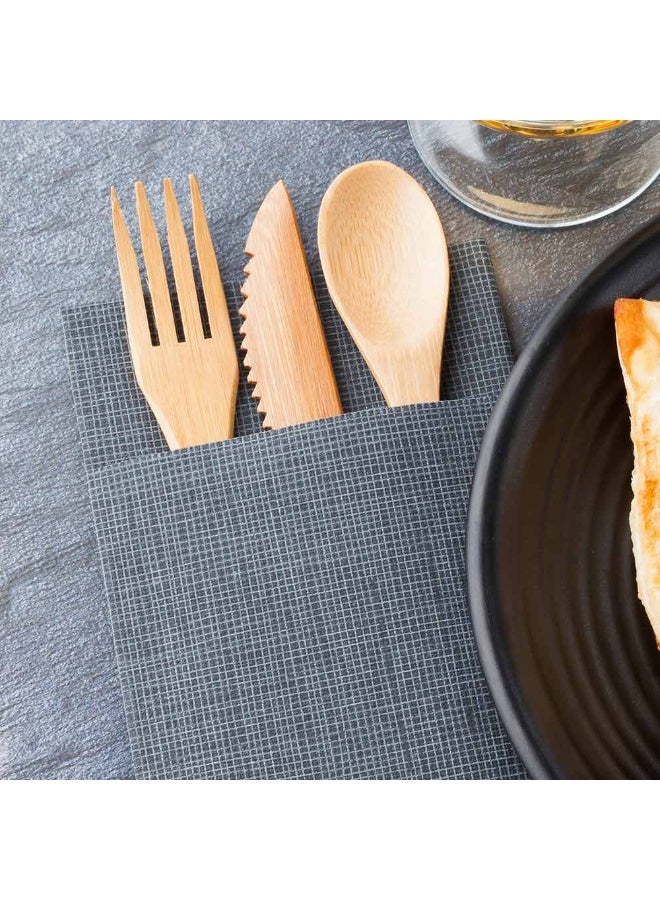 Restaurantware مناديل عشاء لوكساناب كنجارو - سوداء مع خيوط بيضاء - مناديل ورقية ناعمة ومتينة 16" × 16" مع جيب للأدوات الفضية - قابلة للتخلص وإعادة التدوير - 40 قطعة - Image 3