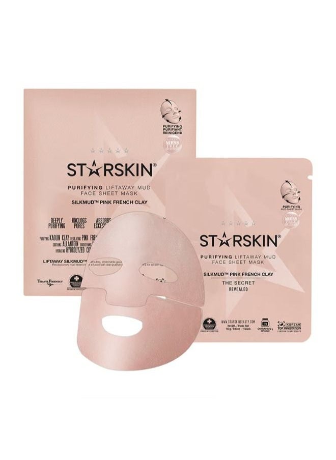 STARSKIN - SILKMUD™ Pink French Clay Purifying Liftaway Mud Face Sheet Mask - Image 1