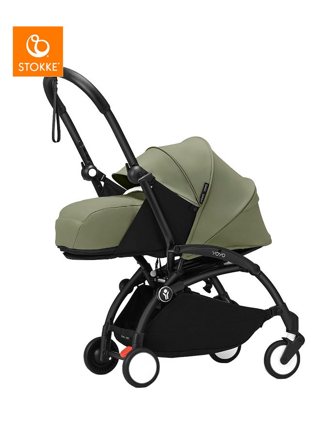 STOKKE YOYO3 Black Frame With 0+ Newborn Pack Olive  - Image 1