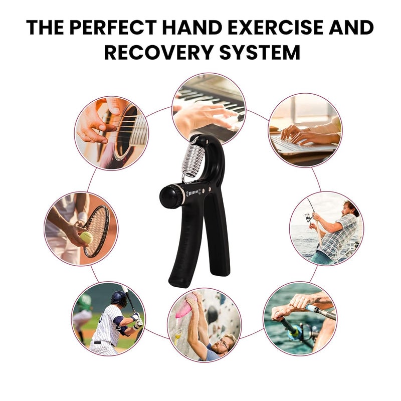 QuickFit Hand Grip A Djustable for Men & Women Arm Finger Excerciser | Power Gripper & Gym Workouts Perfect Forearm Strength Building (10-40kg) Multicolor (Black) - Image 4