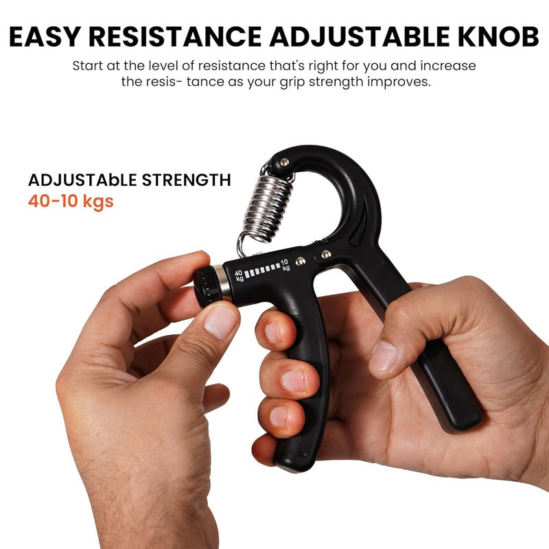 QuickFit Hand Grip A Djustable for Men & Women Arm Finger Excerciser | Power Gripper & Gym Workouts Perfect Forearm Strength Building (10-40kg) Multicolor (Black) - Image 3