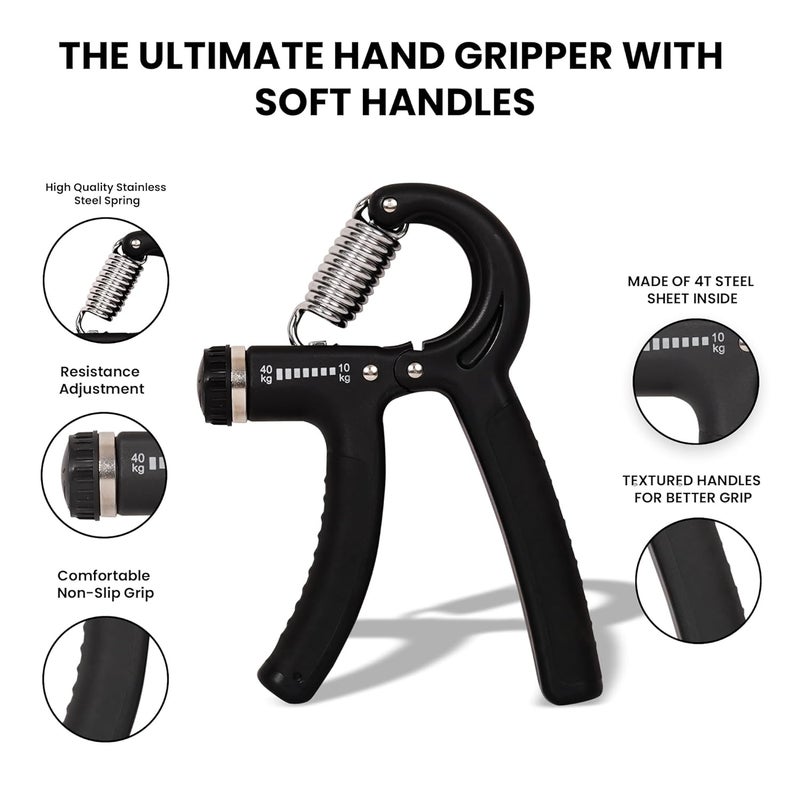 QuickFit Hand Grip A Djustable for Men & Women Arm Finger Excerciser | Power Gripper & Gym Workouts Perfect Forearm Strength Building (10-40kg) Multicolor (Black) - Image 2