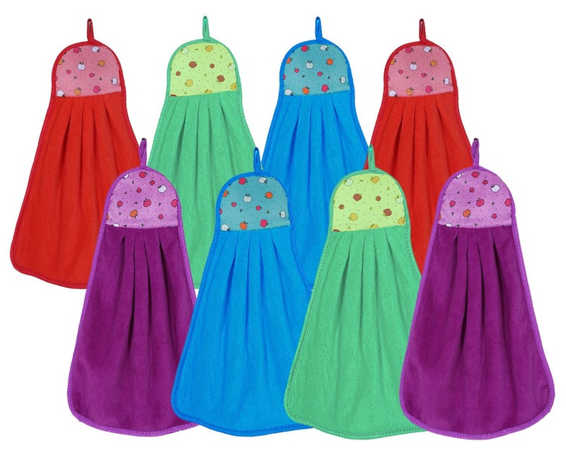 KD ZONE Soft Cotton Super Absorbent Hanging Napkin|Hand Towel for Washbasin & Kitchen (Assorted) (8) - Image 1
