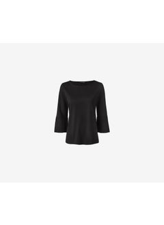 Tchibo Women Pleated Sleeve Plain Detail Blouse, Black  - Image 2