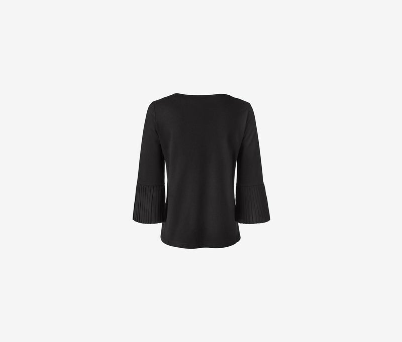 Tchibo Women Pleated Sleeve Plain Detail Blouse, Black  - Image 3