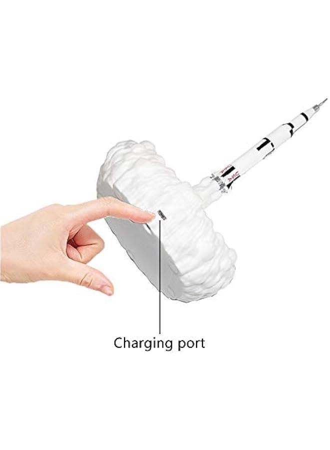 أضاءة صاروخية ثلاثية الأبعاد بطول 22.5 سم/8.8 إنش، مصباح مركبة فضائية، ضوء ليلي، مصباح قمر مع شحن USB لمحبي الصواريخ، هدية عيد ميلاد للأولاد، ديكور إضاءة منزلية - Image 4