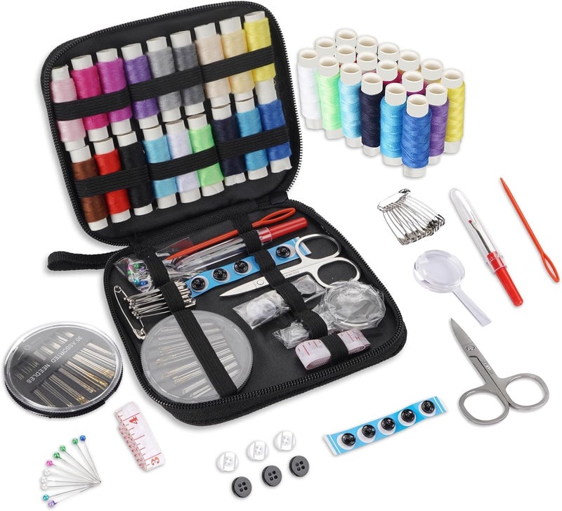 AADIVY 86 Pcs Sewing Kit with Case Portable Sewing Supplies for Home Traveler, Accessories with 18Pcs Thread Spools, Scissors, Thread Needles, Tape Measure for DIY, Adults, Beginners, Emergency - Image 1