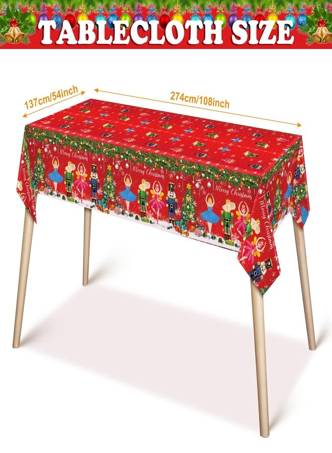 Ziliny 172 Pcs Christmas Nutcracker Party Supplies, Merry Christmas Banner Nutcracker Party Tablecloth Xmas Disposable Tableware Napkins for Xmas Theme Holiday Supplies Decoration, Serve for 24 - Image 3