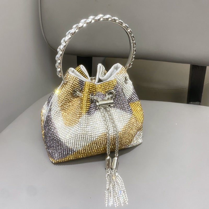 Women'S Bag Portable Shiny Colored Diamond Evening Bag Women'S Handbag Handmade Rhinestone Bucket Bag Full Of Diamonds - Image 1