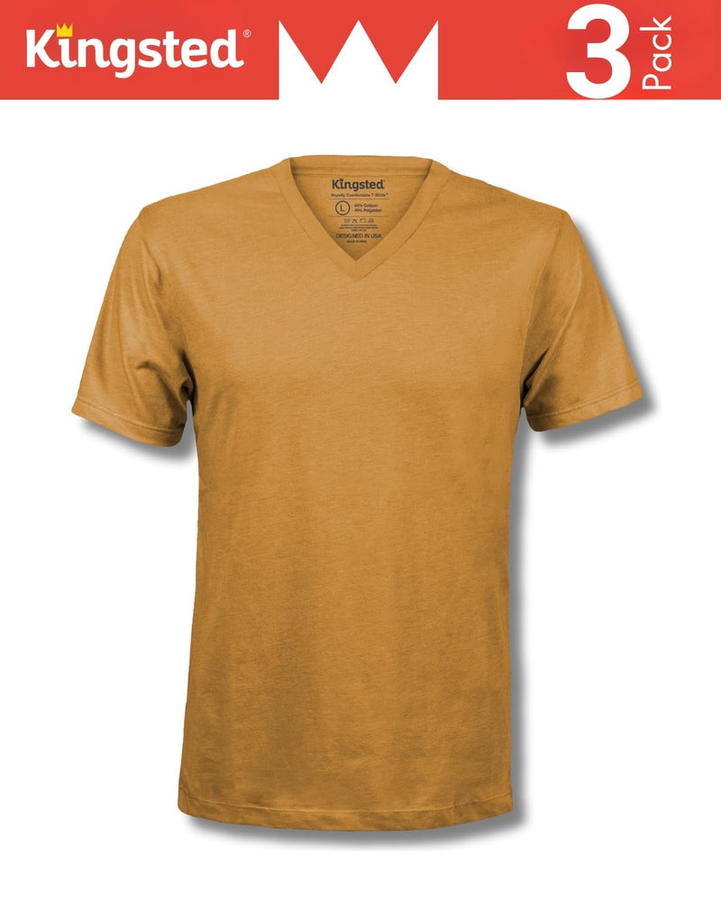 Kingsted V-Neck T-Shirts for Men - Royally Comfortable - Super Soft Cotton Blend - Well-Crafted Classic Tees (3 Pack, Royal, Large) - Image 4