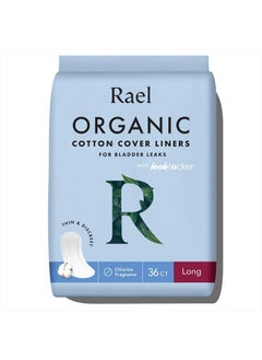 Incontinence Liners for Women, Organic Cotton Cover - Postpartum Essential, Regular Absorbency, Bladder Leak Control, 4 Layer Core with Leak Guard Technology, (Long, 36 Count)