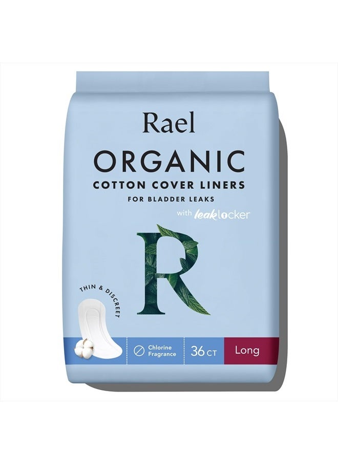 Rael - Incontinence Liners for Women, Organic Cotton Cover - Postpartum Essential, Regular Absorbency, Bladder Leak Control, 4 Layer Core with Leak Guard Technology, (Long, 36 Count) - Image 1