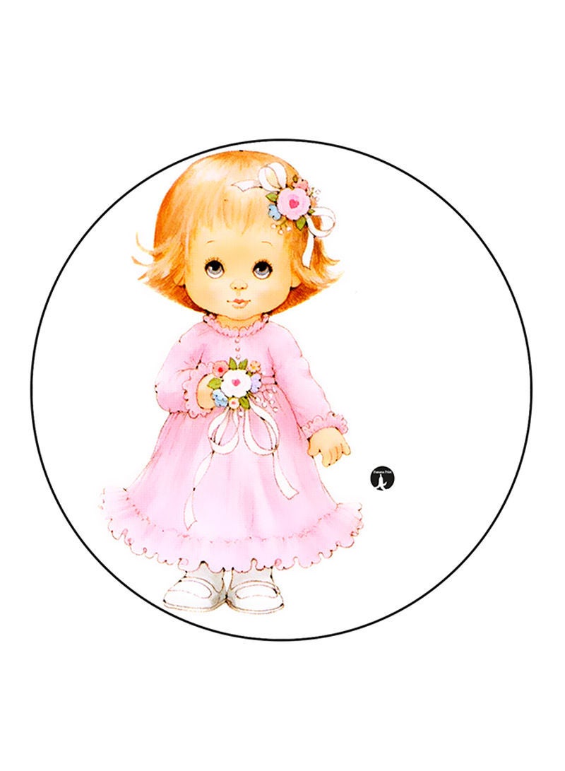 RKN Girl Printed Mouse Pad  Round  Multicolour