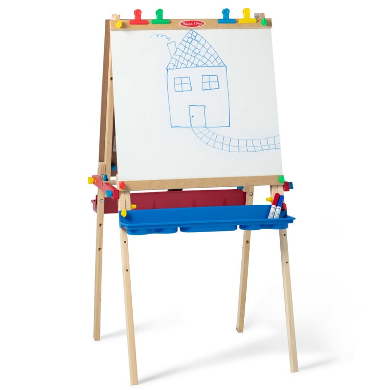 SPIN MASTER Melissa Doug Deluxe Standing Art Easel DryErase Board Chalkboard Paper Roller - Image 2