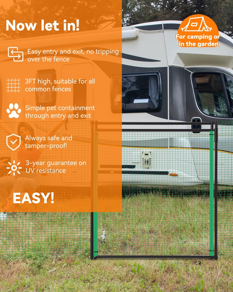 HIDALIFE Temporary Fence Gate,3' Height,Garden Fence Mesh Door, Free Open and Close Boundary for Garden Backyard Outdoor Animal Protect, Non Electric Safe for Children and Dog - Image 5