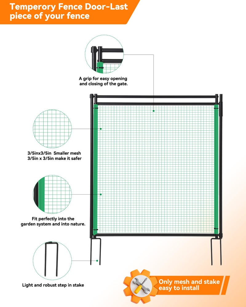 HIDALIFE Temporary Fence Gate,3' Height,Garden Fence Mesh Door, Free Open and Close Boundary for Garden Backyard Outdoor Animal Protect, Non Electric Safe for Children and Dog - Image 2
