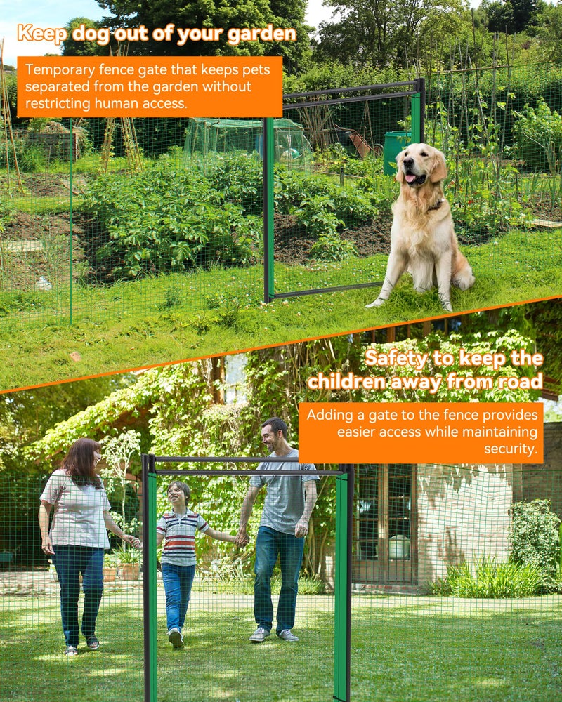 HIDALIFE Temporary Fence Gate,3' Height,Garden Fence Mesh Door, Free Open and Close Boundary for Garden Backyard Outdoor Animal Protect, Non Electric Safe for Children and Dog - Image 3