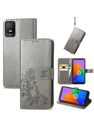 Case Cover For TCL 403 Four-leaf Clasp Embossed Buckle Leather Phone Case Gray - pzsku/Z031CB772057F632C636EZ/45/_/1712266698/2b933ead-37b8-493f-8250-0d6f706f5a6a