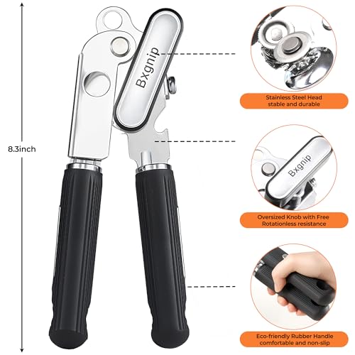 Bxgnip Can Opener Manual with Magnet,Soft Grip Rubber Handle Sharp Blade Smooth Edge,Effortless knob,Heavy Duty Can Opener with Multifunctional Bottle Opener - Image 2