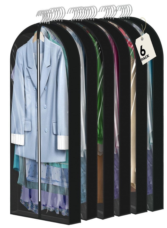 AURUZA 6 Pcs 40" Garment Bags for Hanging Clothes, Clear Suit Bags for Closet Storage Clothing Storage, Garment Bags Shoulder Covers with 4" Gussets for Coats, Jackets, Shirts and Sweater Black - Image 1