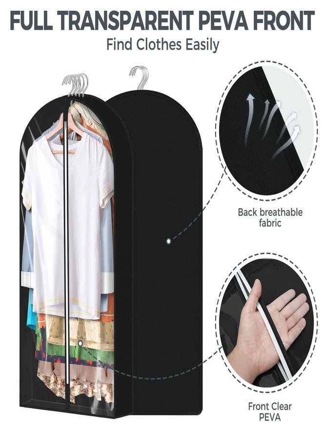 AURUZA 6 Pcs 40" Garment Bags for Hanging Clothes, Clear Suit Bags for Closet Storage Clothing Storage, Garment Bags Shoulder Covers with 4" Gussets for Coats, Jackets, Shirts and Sweater Black - Image 5